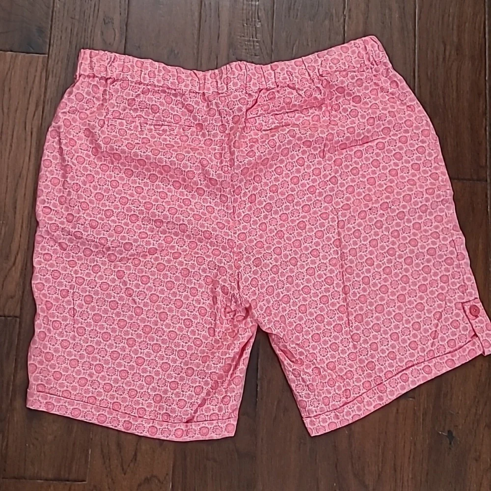 Woman Within Pink with White Pattern Linen Blend Shorts size 24W